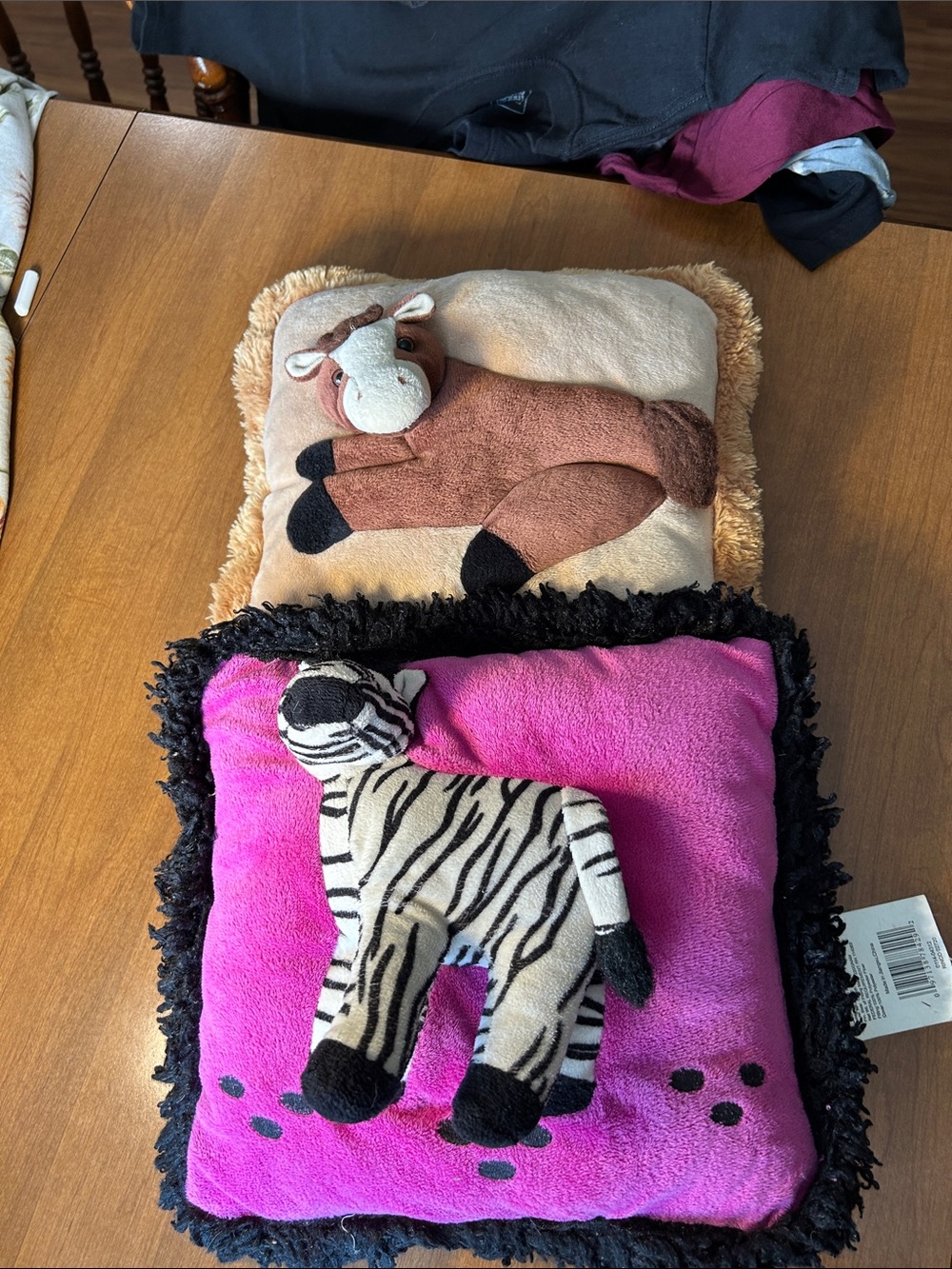 Two 3D Plush Decorative Pillows